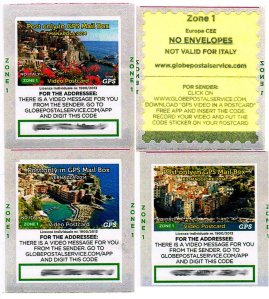 GPS (Globe Postcard Service) Briefmarken